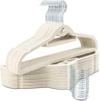 Velvet Hangers 30 Pack with 360° Swivel Hook, Ivory Non Slip Hangers for Clothes with Cascading Hooks,