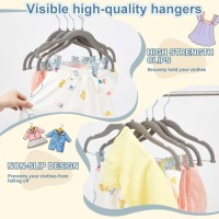 11.8 Baby Velvet Hangers with Movable Clips, Non-Slip Kids Clothes Hangers, Ultra-Thin Space-Saving Childrens Felt H