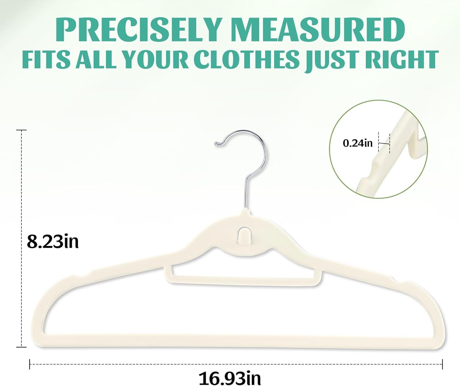 Velvet Hangers 30 Pack with 360° Swivel Hook, Ivory Non Slip Hangers for Clothes with Cascading Hooks,