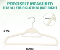 Velvet Hangers 30 Pack with 360° Swivel Hook, Ivory Non Slip Hangers for Clothes with Cascading Hooks,