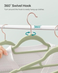 Velvet Hangers, Clothes Hanger with Rose Gold Swivel Hook,Non-Slip, and Space-Saving, 0.2-Inch Thick, 17.1-Inch Long