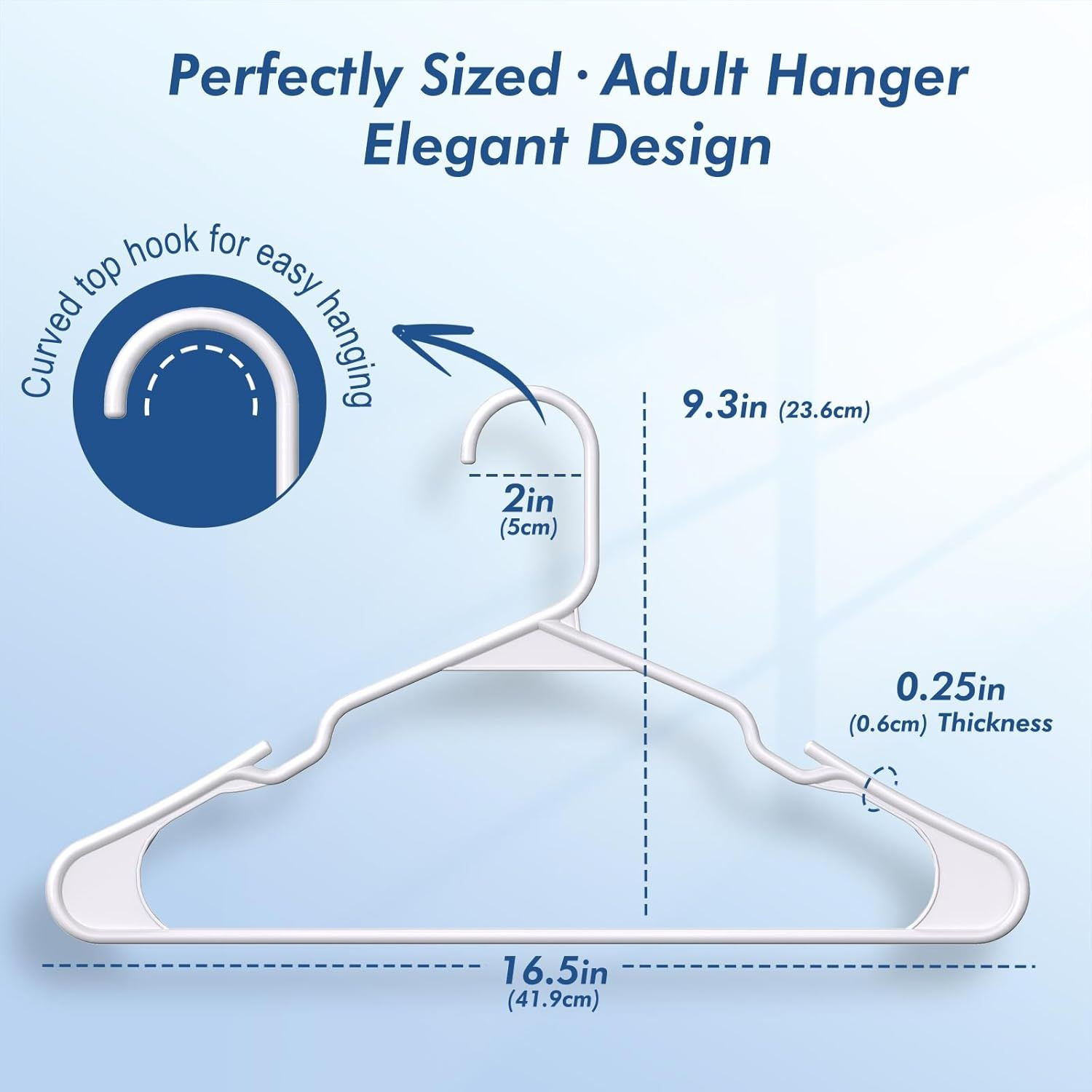 50 Pack - White Clothes Hangers with Non-Slip Shoulder Grooves, Durable and Sturdy Coat Hanger, Space Saving Slim Desig
