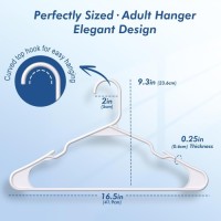50 Pack - White Clothes Hangers with Non-Slip Shoulder Grooves, Durable and Sturdy Coat Hanger, Space Saving Slim Desig