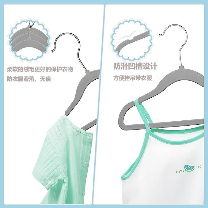 11.8in Kid Hangers Non-Slip Clothes Hangers with Swivel Hooks Space Saving Infant Toddler Closet Organizers Kids hanger
