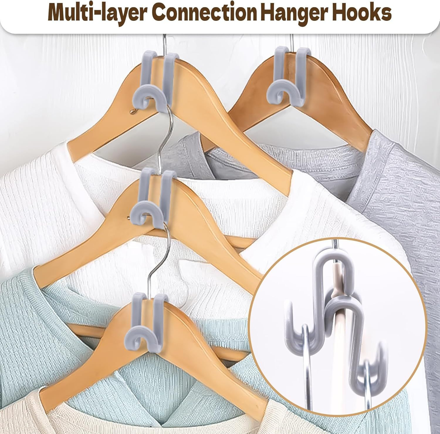 Mlici Clothes Hanger Connector for Clothes Organizing,  Space Saving Hanger Extender Hooks for Home Closet Organ