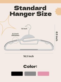 Grey Plastic Hangers 50 Pack, Slim Space Saving, Non Slip Hangers with Rubber PadsS-Shaped Clothes Hanger