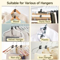 Heavy Duty Velvet Clothes Hangers with Cascading Hook, Space Saver Mini Cascading Hangers for Clothes, Closet(Black)