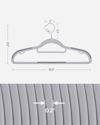 Pack of 50 Coat Hangers,Space-Saving Plastic Clothes Hangers, Non-Slip, 0.2 Inches Slim, 16.5 Inches Wide, 360° Swivel