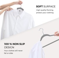 Premium Velvet Hangers 50 Pack Grey, Non-Slip Flocked Felt Hangers, Sturdy Clothes Hanger with 360° Rotatable Hook,