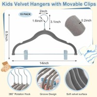 11.8 Baby Velvet Hangers with Movable Clips, Non-Slip Kids Clothes Hangers, Ultra-Thin Space-Saving Childrens Felt H