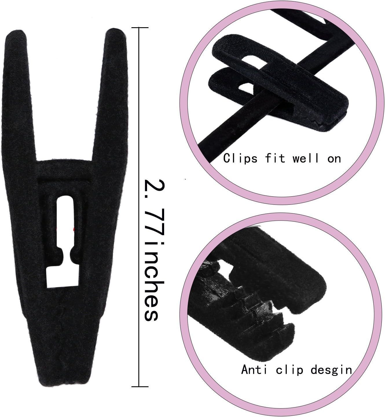 Velvet Hanger Clips,Black Pants Hangers Clips, Large Opening Clothes Pin, Strong Finger Flocked Clip Perfect ect