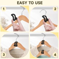 Heavy Duty Velvet Clothes Hangers with Cascading Hook, Space Saver Mini Cascading Hangers for Clothes, Closet(Black)