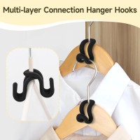 Heavy Duty Velvet Clothes Hangers with Cascading Hook, Space Saver Mini Cascading Hangers for Clothes, Closet(Black)