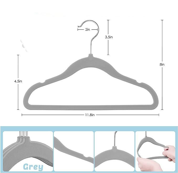 11.8in Kid Hangers Non-Slip Clothes Hangers with Swivel Hooks Space Saving Infant Toddler Closet Organizers Kids hanger