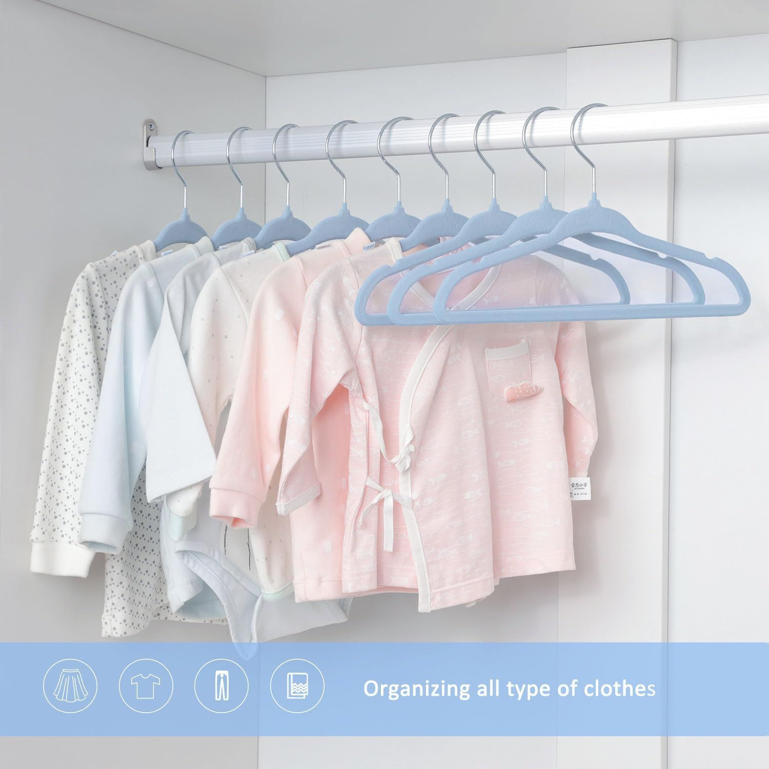 Kids Velvet Clothes Hangers, Baby Childrens Hangers for Clothes Space Saving Non-Slip