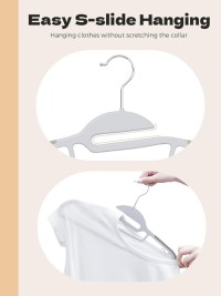 Grey Plastic Hangers 50 Pack, Slim Space Saving, Non Slip Hangers with Rubber PadsS-Shaped Clothes Hanger