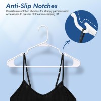 50 Pack - White Clothes Hangers with Non-Slip Shoulder Grooves, Durable and Sturdy Coat Hanger, Space Saving Slim Desig