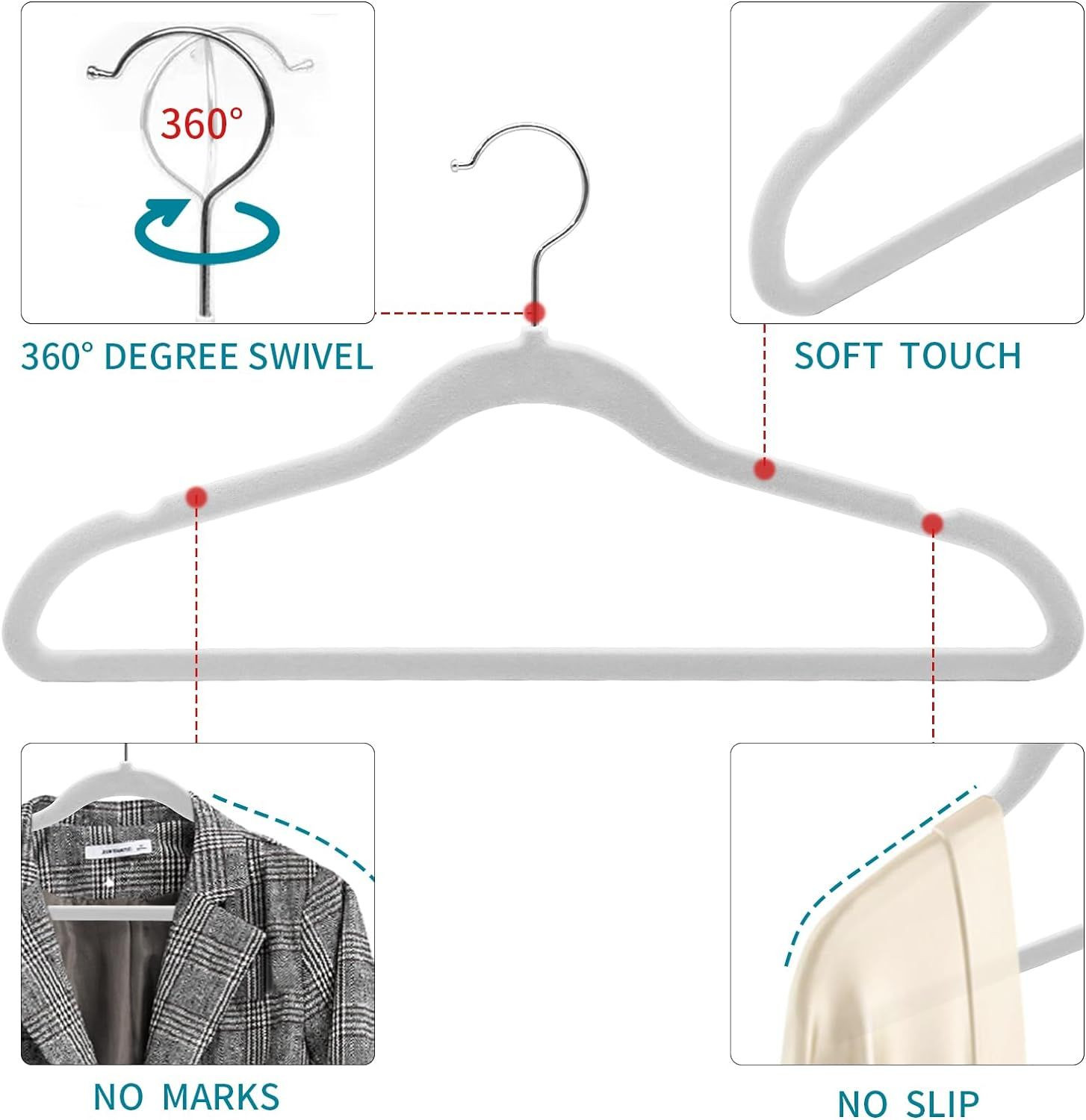 Amazon Best Seller Velvet Suit Hanger 50pk Clothes Hanger Flocked Hanger Space Saving