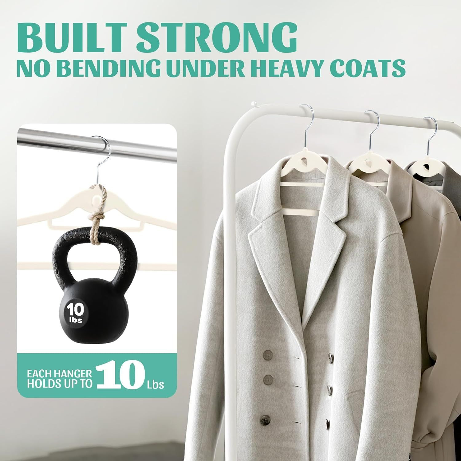 Velvet Hangers 30 Pack with 360° Swivel Hook, Ivory Non Slip Hangers for Clothes with Cascading Hooks,