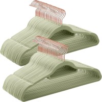 Velvet Hangers, Clothes Hanger with Rose Gold Swivel Hook,Non-Slip, and Space-Saving, 0.2-Inch Thick, 17.1-Inch Long